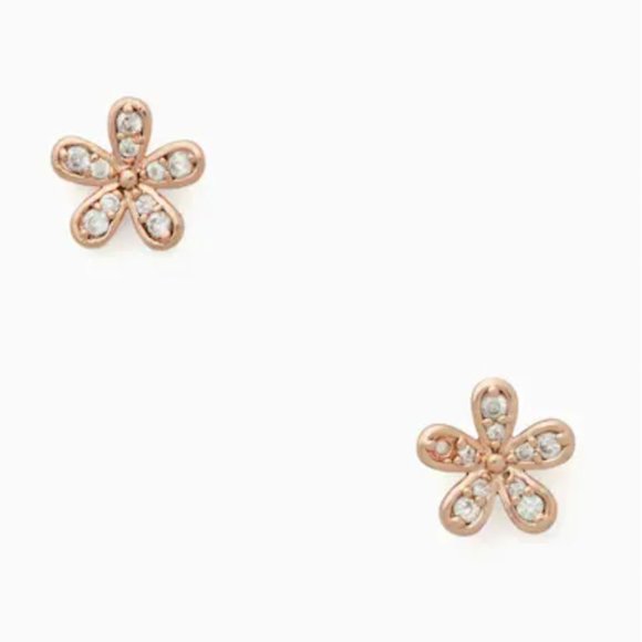 kate spade Jewelry - KATE SPADE Cubic Zirconia Flower Rose Gold Earrings Studs Posts NEW